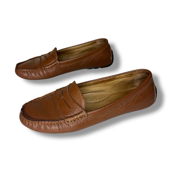 Lauren Ralph Lauren Size 6.5 B Camila Driving Loafer Tan Leather Classic Casual - Picture 2 of 10